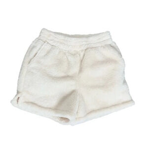 Apparis Sherling Sherpa Teddy Shorts Cream High Rise Waist Boxy Relaxed fit